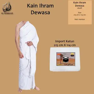 Al Barkah Kain Ihrom Camel Ardha Perlengkapan Haji Umroh Baju Kain Ihram Pria Handuk Tebal Katun Import Lembut Menyerap Keringat Terlaris