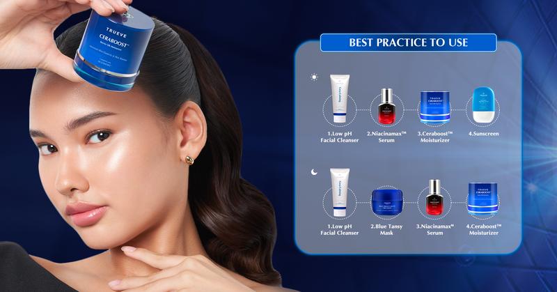 Product Introduction of TRUEVE Ceraboost Silk Moisturizer Gel 30gr - Moisturizer Gel Pelembab Wajah Pagi Malam, Memperbaiki Skin Barrier Rusak Iritasi, Cocok untuk Semua Jenis Kulit (Blue Tansy + Ceramide) 5