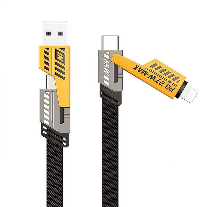 Cáp sạc nhanh 4 trong 1 65W, thiết kế cơ khí bền bỉ, sạc 15 phút lên 60%, tương thích iPhone và Type-C,capsacnhanh,dây