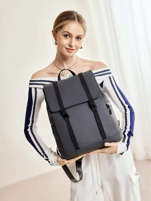 JIMS HONEY Boni Backpack Tas Ransel Unisex Kulit Sekolah Kuliah Kerja Hitam Wanita Pria Anti Air Muat Laptop 3