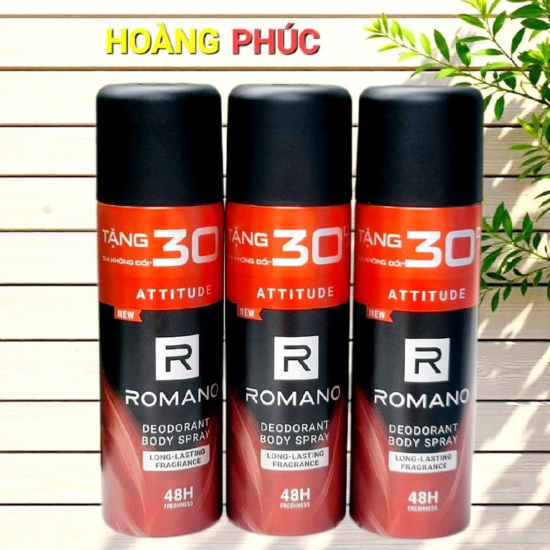 Xịt Khử Mùi toàn thân nam Romano Attitude 195ml hương nước hoa Ý sang trọng đẳng cấp, giữ mùi 48 giờ. [Tăng 30% dung tích.Có hóa đơn đầu vào]