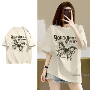 VIBEST Kaos Wanita Lengan Pendek Distro Skena | Atasan Wanita Jumbo - Boundless Energy