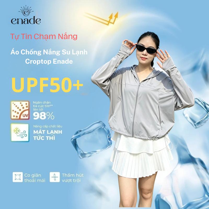 Áo Chống Nắng Croptop Su Lạnh Enade UPF50+,(CN3) Form ngắn cánh rơi 2026
