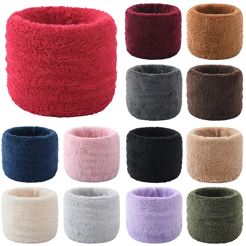 Plus Fleece Snood For Man Women Solid Color Thick Snood High Neck Winter Scarf Single Circle Hedging Collar Solid Color Scarf