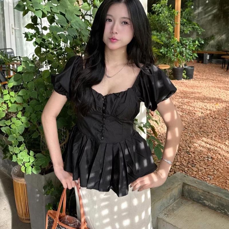 Bigszie 60-80kg Áo tay phồng tiểu thư mã 523