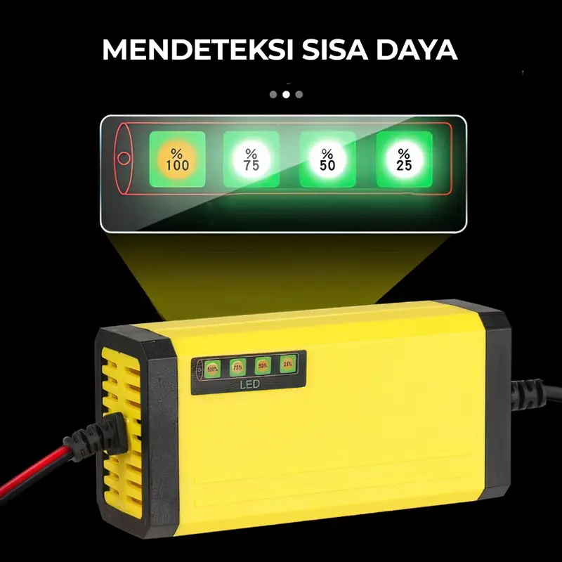 Pengisi Daya Aki 12V 6A Pulse Repair Pengisi Daya Aki Mobil Motor Otomatis Cerdas dengan Layar LCD 2