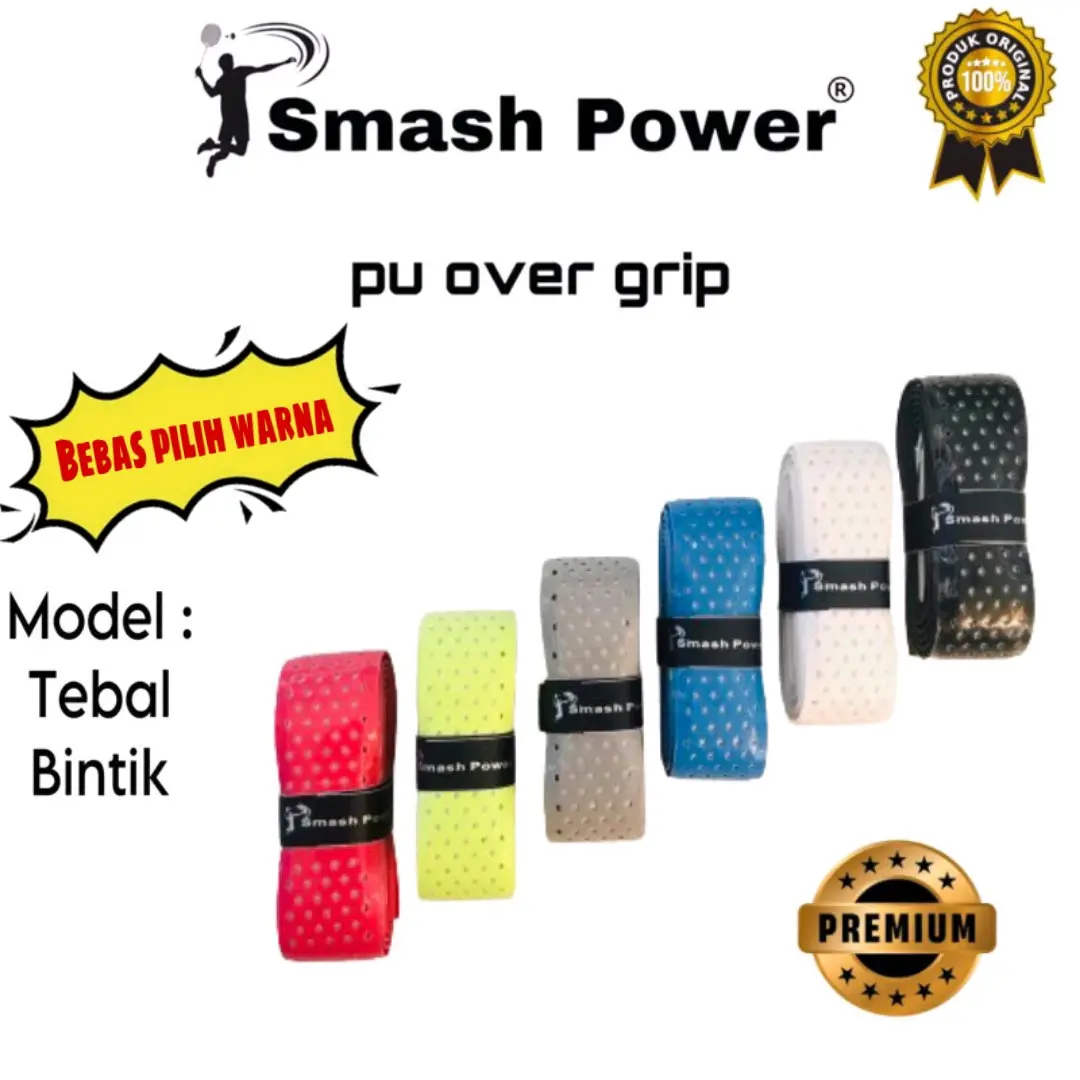 GRIP KARET TEBAL BADMINTON SMASH POWER ORIGINAL/GRIP KARET TEBAL PU OVER GRIP/GRIP TENIS/GRIP BULUTANGKIS/GRIP PADEL