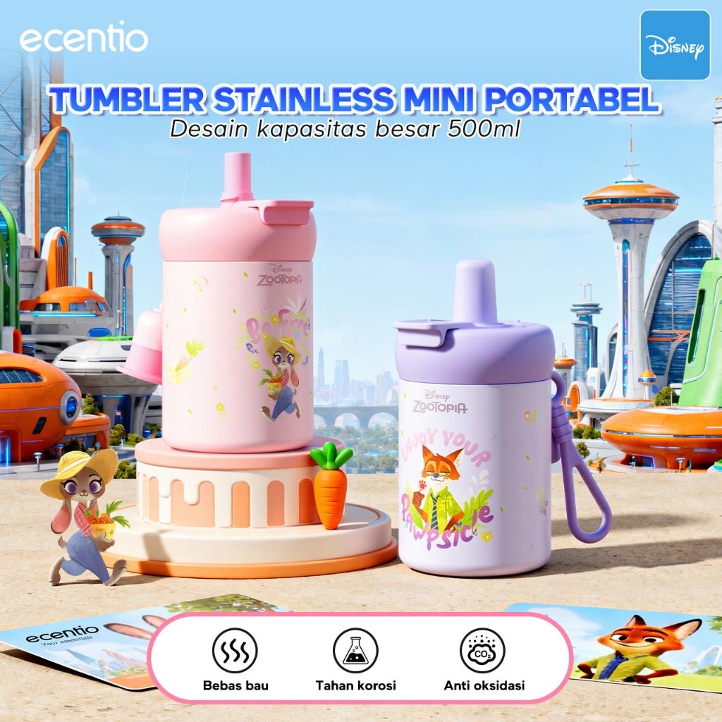 【K】 ecentio tumbler stainless 304 Disney 【Zootopia】Co-brand  500ml tahan panas dingin 24 jam botol minum lucu aesthetic portable