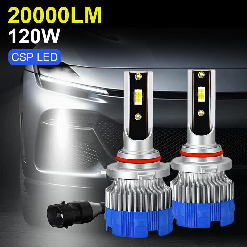 Product Introduction of 2Pcs H7 Car LED Bulb H1 H4 9005 9006 H11 Headlight Bulb for Car 20000LM 120W 6500K White CSP LED 12-24V Car Headlight LED Kit 23