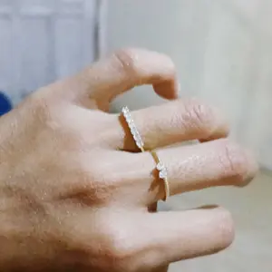 Cincin Titanium 2pcs Adjustable Mutiara Layer Zircon Premium Elegan Fashion Wanita