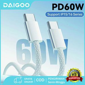 DAIGOO Kabel Casan Type C to Type C 60 Watt PD Fast Charging 3A Kabel Data for MacBook iPad iPhone 15 16 17 Samsung Vivo Oppo  ios Android Cable Data