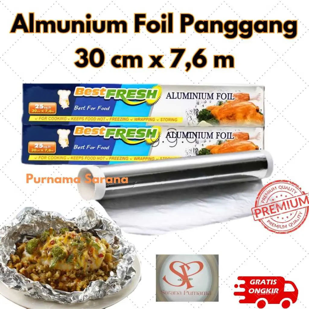 Almunium Foil Best Fresh 30 cm x 7,6 m / Almunium Foil Wrap For Food Panggang