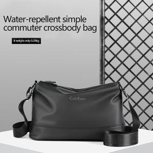 Black Gray Fashion Men's Crossbody Bag, Three-Layer Large Capacity Soft Leather Lightweight Small Shoulder Bag, Business Commute Travel Bag