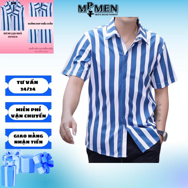 Áo Sơ Mi lụa họa tiết nam chống nhăn vải co giản nhẹ thoáng mát mẫu 42 Menswear