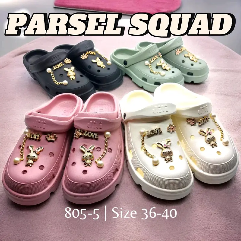 Dilivi 805 sandal baim fuji & wedges wanita dewasa jibitz rabbit tali belakang model kekinian Wanita 0
