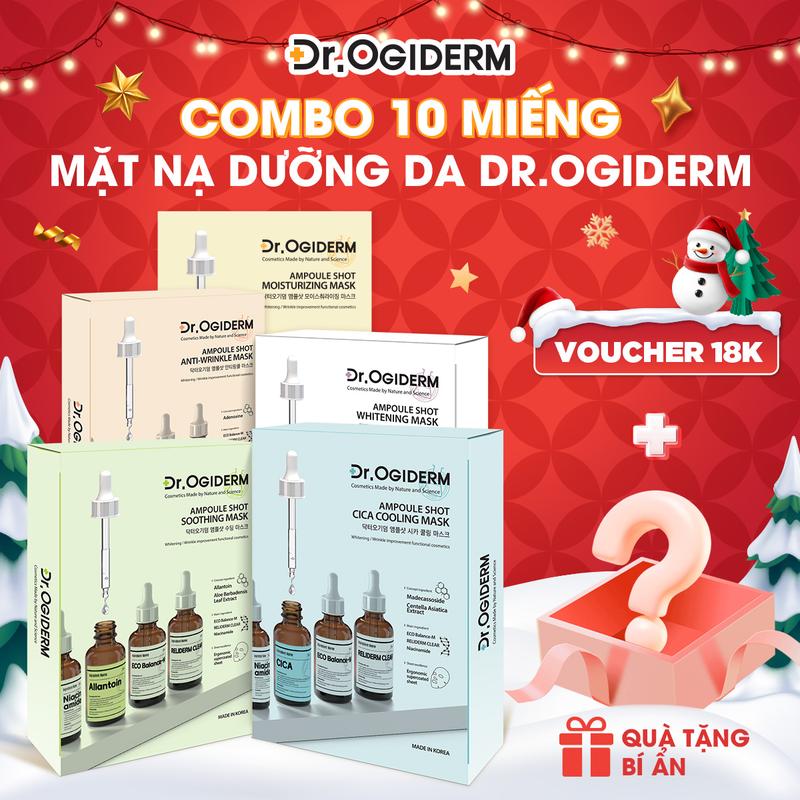 KOL Tuần Lễ Giáng Sinh DR OGIDERM Hộp 10 Miếng Mặt Nạ Vải Vi Sợi Ampoule Shot Mask Công Nghệ Chăm Da Thế Hệ Mới Từ Hàn Quốc Giúp Dưỡng Da Toàn Diện 30ml