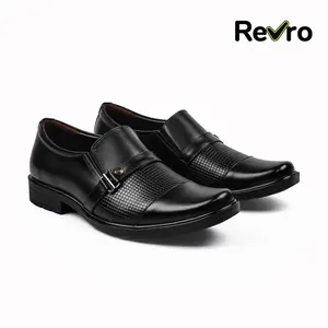 Revro Sepatu Pantofel Pria Slip On Kulit Asli Formal Hitam Eksklusif & Nyaman - REGAL