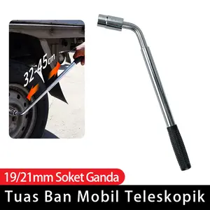 Kunci Roda Mobil L Telekspik 19mm 21mm | Wheel Nut Wrench Kunci Velg Ban Mobil Tarik Soket Dua Arah