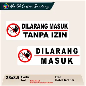Akrilik Dilarang Masuk Tipe 3  Acrylic Transparant Sticker Miror Signage