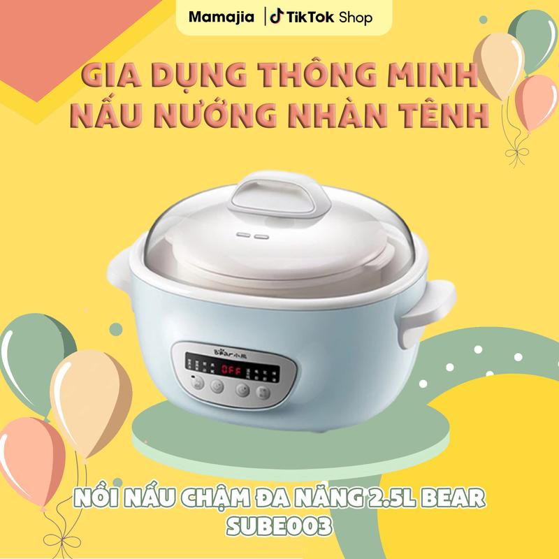 (Hàng có sẵn- có ảnh thật )Nồi nấu chậm đa năng Bear 2.5L , nồi nấu cháo chậm Bear, Nồi hầm cháo đa năng cho bé
