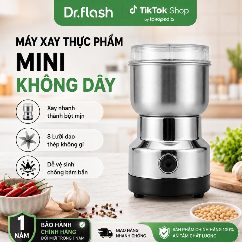 Dr.flash x NIUMO Mẫu mới - Máy xay hạt khô cao cấp với 8 lưỡi sắc bén, có thể xay các loại hạt ngũ cốc và thực phẩm khô