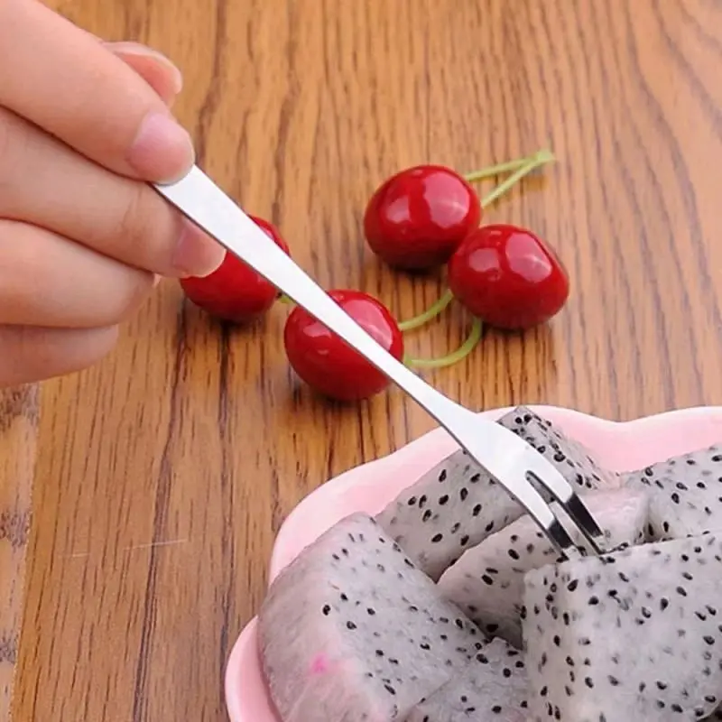 GARPU MINI Stainless Steel Tusukan Dwisula Buah Kue Puding Alat Garpu Buah Serbaguna Garpu Kecil Souvenir Pernikahan