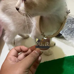 Kalung Kucing Custom Nama Kulit Sintetis Bahan PVC dan AKRILIK - PRECIOUS PET NECKLACE