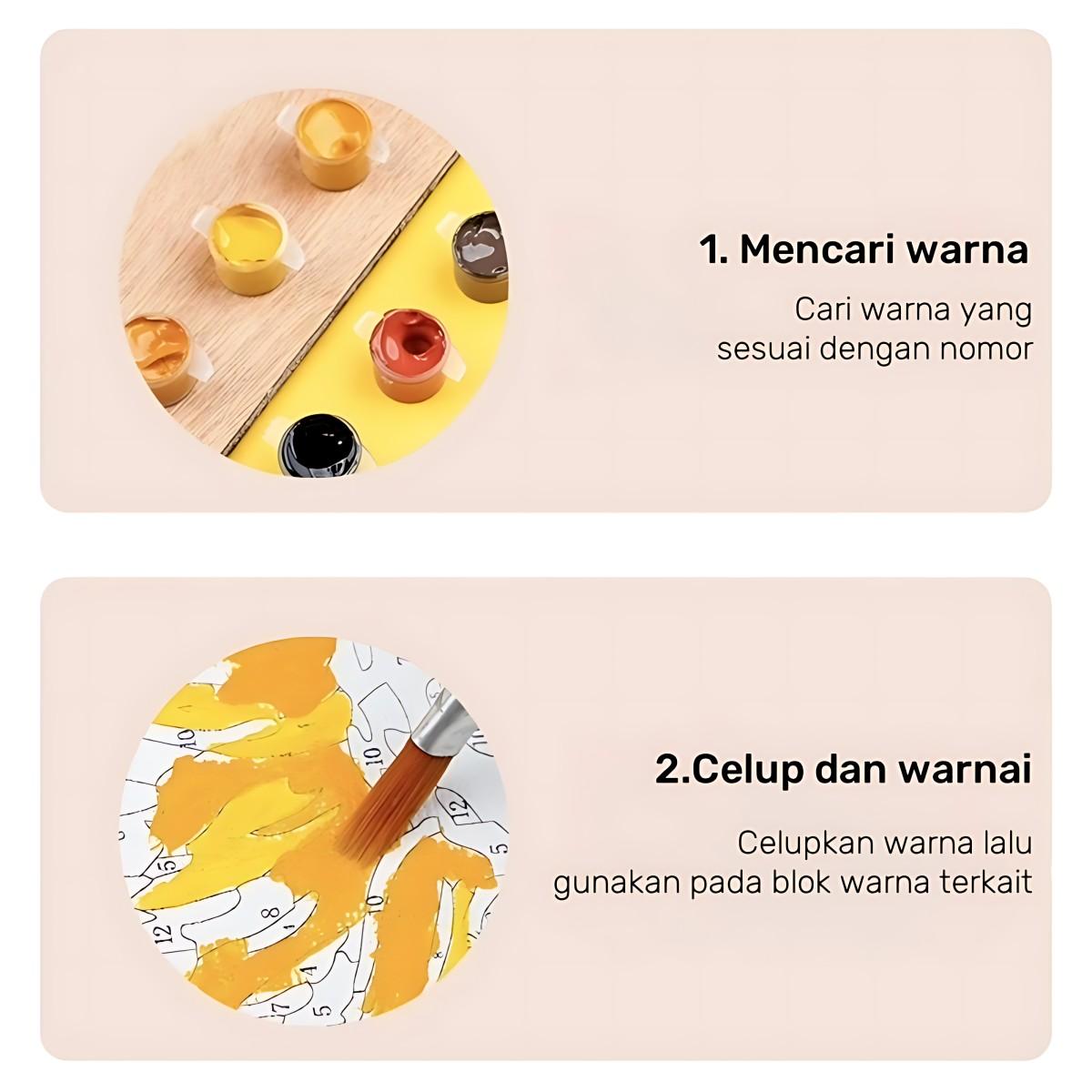 Halo Paint by Numbers Kit Lukisan Akrilik Cat Kanvas Kayu Paint by Numbers Painting 20x20cm - Stationery