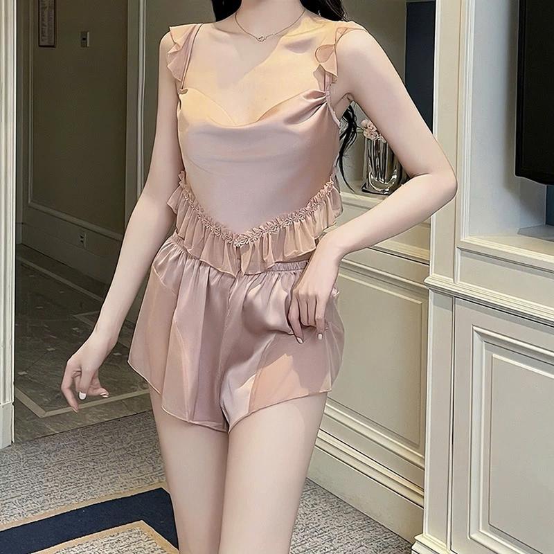 BL539-[NEW 2025] SET BỘ 2 CHI TIẾT (ÁO CROPTOP + QUẦN NGẮN HỞ) CHẤT LỤA PHỐI REN MỀM MẶC