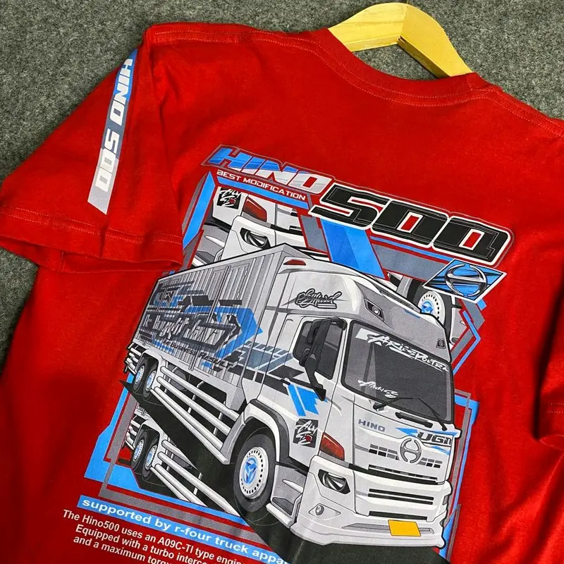 kaos truk hino 500 rfr 69 baju driver truk hino 500 Distro Pendek Lembut Panjang Pria Keren Sablon Soft Katun Hitam Standar Polos Oblong Nyaman Combed Lokal Anime Motor T-Shirt 6