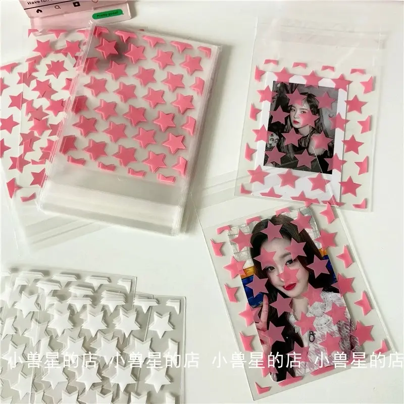Plastik Photocard Star Sleeve 1 Pack Lucu Untuk PC Kpop Aksesoris Mini Motif Bintang Isi 50 LEMBAR Biru Kuning 1