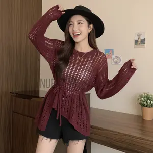 NUEKA - Zie Atasan Sweater Rajut Wanita Jaring tali Outer Knit Tali korean style