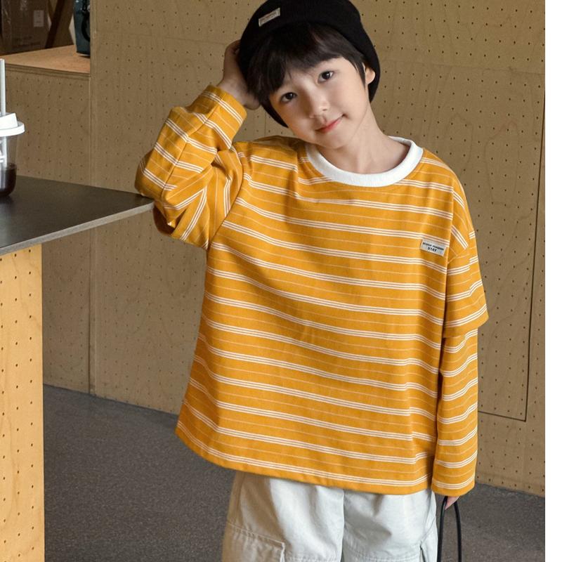  ÁO THUN VẰN VÀNG NỐI TAY CHẤT MỀM MIN SÀNH ĐIỆU MẶC THU ĐÔNG CHO BÉ TRAI VÀ BÉ GÁI - MOJI KIDS 