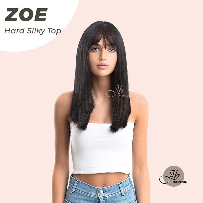 JBEXTENSION 16 Inches Scalpiana Jet Black Straight 3.5X4 Hard Silky Top Natural Scalp Effect Wig With Bangs ZOE SILKY TOP 0