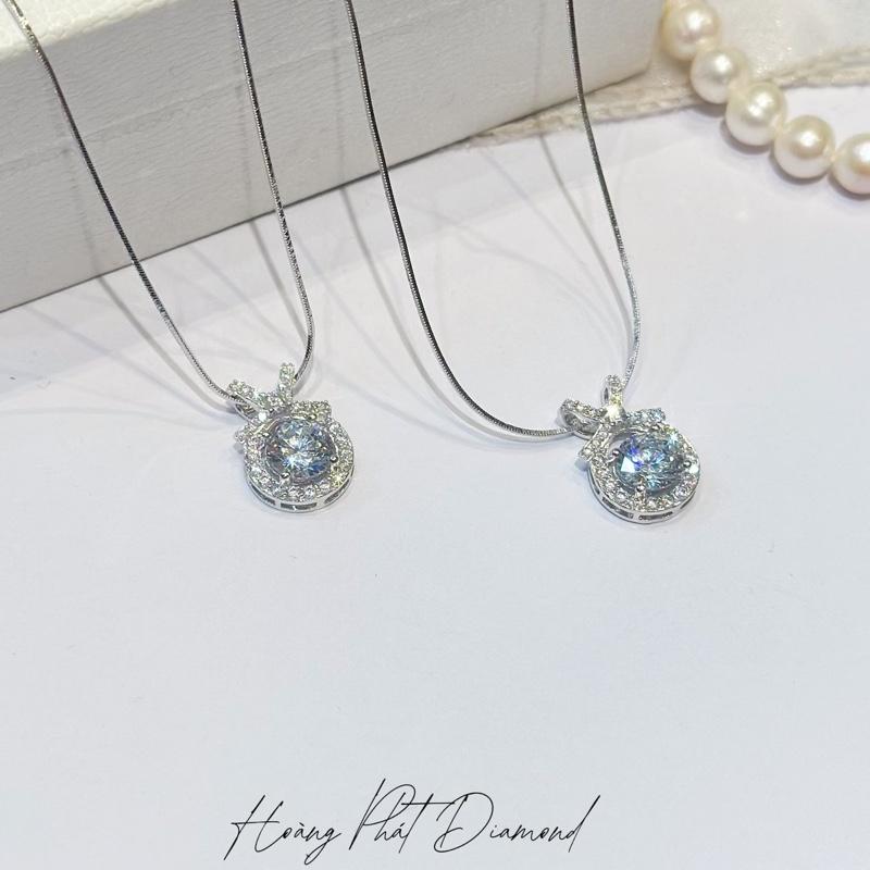 [ Hoàng Phát ] Trang Sức Dây Chuyền Bạc Ý 925 Mì Trơn Vuông 4T5 (45cm) Phối Mặt Nơ Tròn Xỏ Luồn Xi Kim (P016)