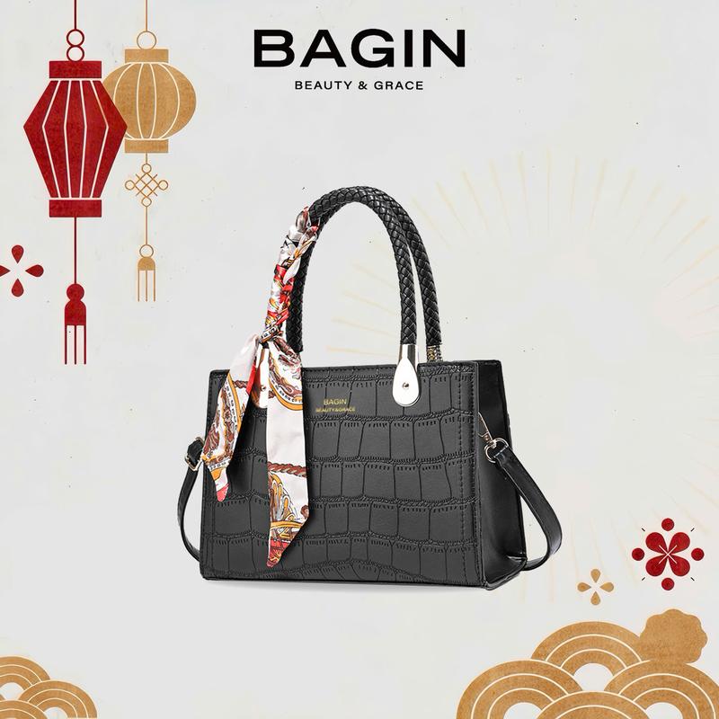 【Shop Túi xách nữ tặng mẹ tặng cô giáo thời trang cao cấp phối khăn lụa cổ điển sang trọng chống trầy gy-381