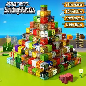 COD Magnetic Building Blocks MY World Square Magnetic Building Blocks Set Mini Kids Puzzle Magnetic Cubes Birthday gift for Boys Educational toys for Kids