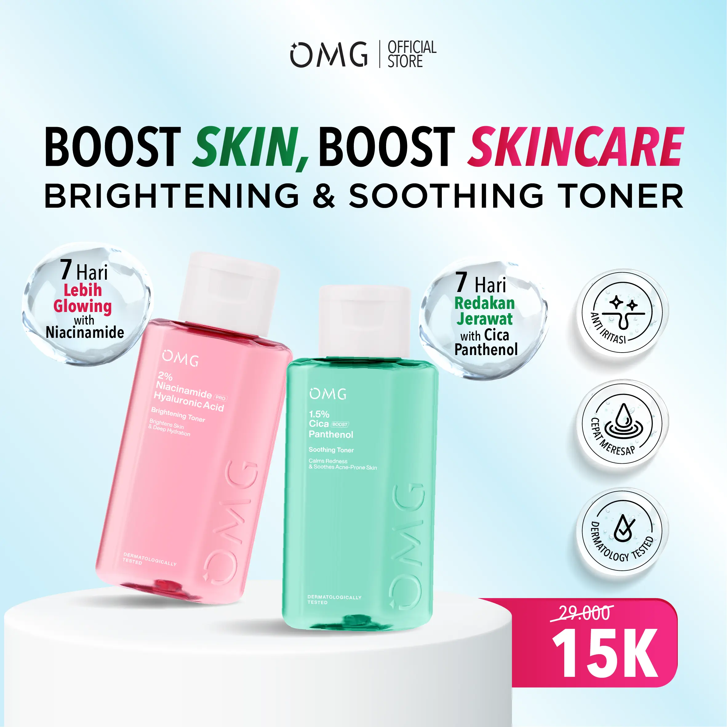 [EXCLUSIVE TOP CREATOR] OMG Oh My Glow Brightening & Soothing Toner - Mencerahkan, Menenangkan, Mengandung Niacinamide + Hyaluronic & CicaBoost + Panthenol