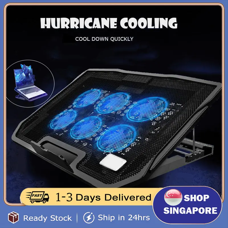 6 Fans Laptop Fan Cooler Laptop Cooling Pad Laptop Stand Adjustable with Fan Laptop Cooler for 12-17 Inch Laptop
