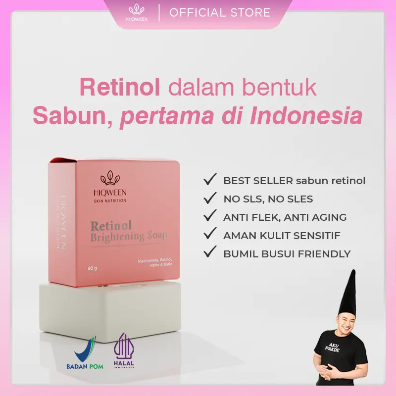 HIQWEEN SKIN NUTRITION SABUN RETINOL BRIGHTENING SOAP SABUN RETINOL BATANG MENCERAHKAN Membersihkan Memudarkan FLEK HITAM MELASMA Niacinamide Memutihkan Tubuh