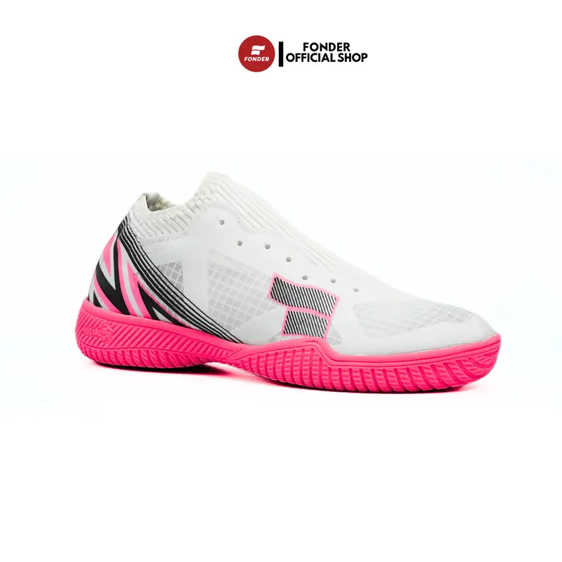 Sepatu Futsal Anak Fonder Speed Arrow Putih/Pink dengan Outsole Berdecit 0