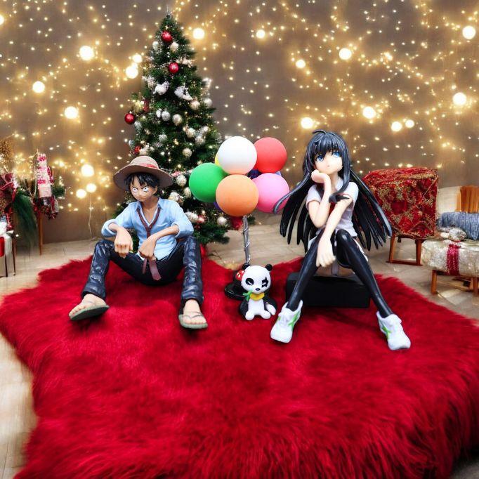 Action Figure One Piece Pajangan Dashboard Mobil Motif Luffy & Snow Yukino Toy Premium ABS Tokoh Aksi Keren PVC Berkualitas Karakter Anime Hits Finishing Sempurna Anti Kusam Include Double Tape 3M