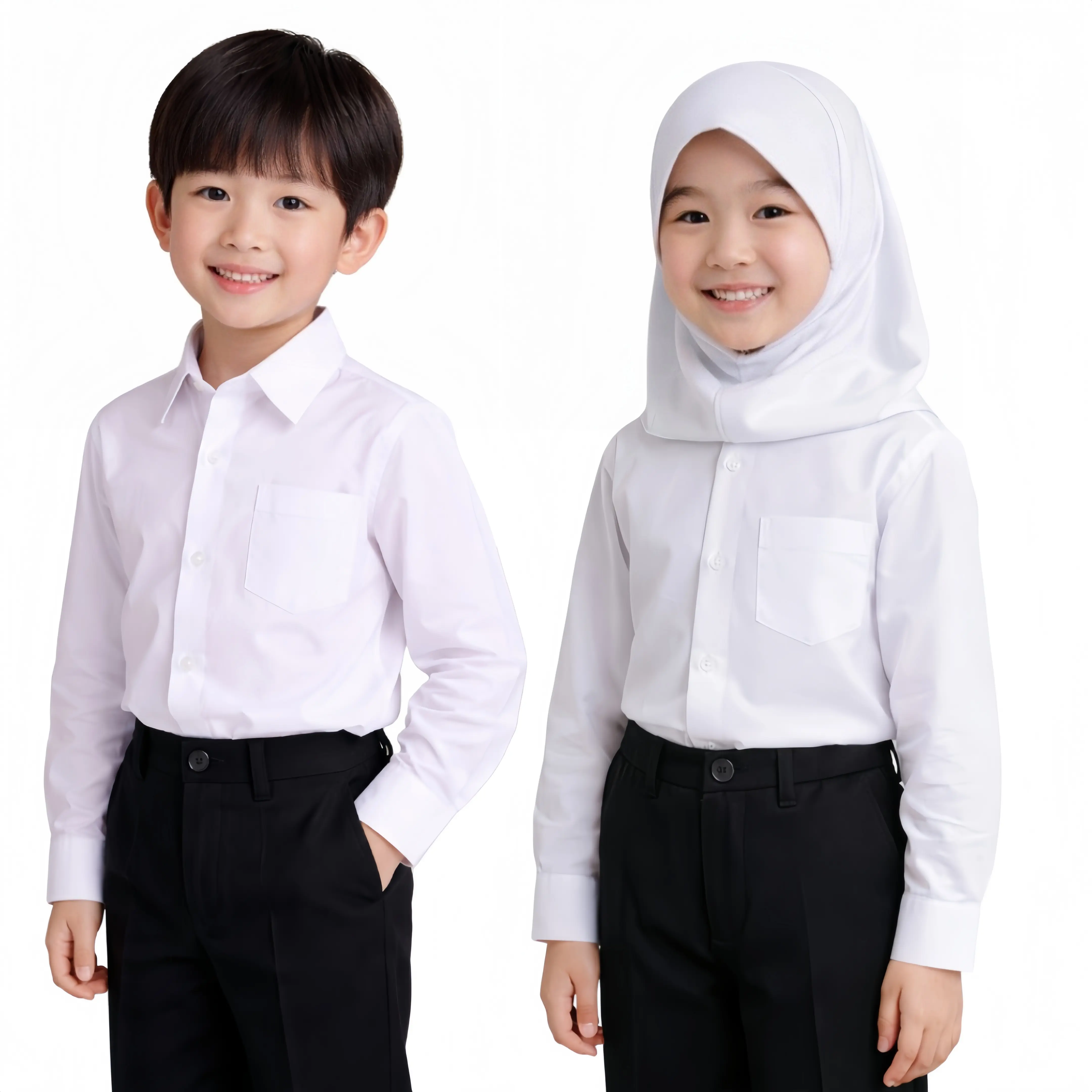 kemeja putih anak lengan panjang - kemeja putih anak laki-laki lengan panjang - kemeja putih anak perempuan lengan panjang