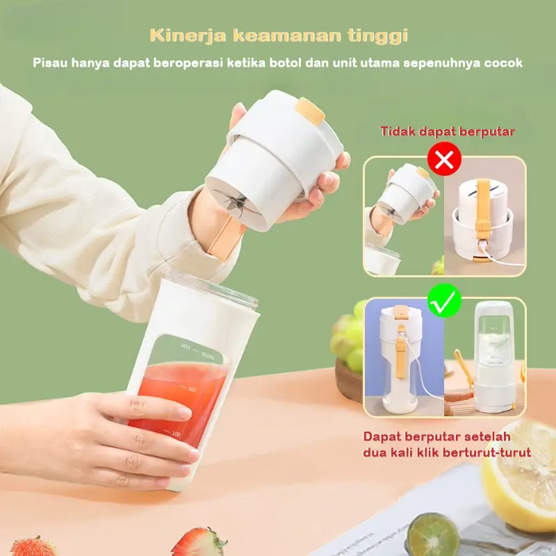 Juice Blender Portable 10 Pisau USB Pembuat Jus Elektrik 3000mAh Rechargeable Blender Jus Buah Mini Mixer Juicer Ice Crusher 500ml 4