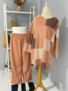 SETELAN WANITA ABSTRAK KOTAK GARIS VOXY LD 120 TERBARU Celana Kulot