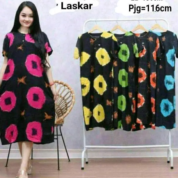 daster jumbo bali jumputan kancing busui Dress Wanita Rayon Dewasa Bumil 3