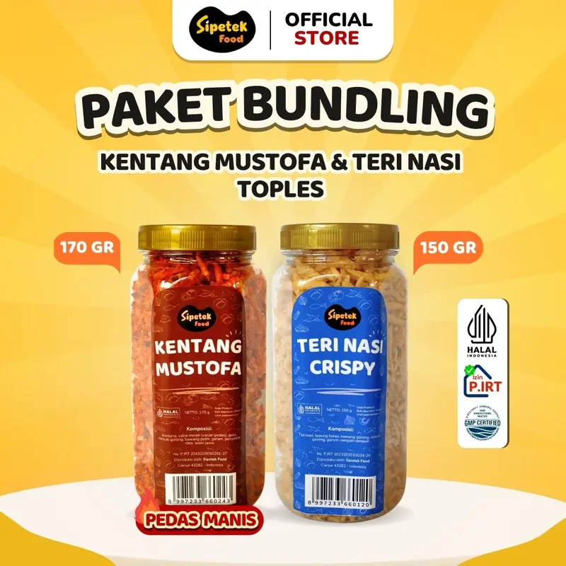 [Spesial] - Paket Bundling Kentang Mustofa dan Teri Crispy Toples Sipetek 1