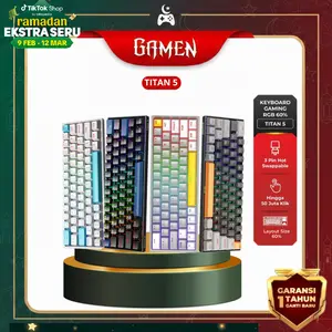 GAMEN Titan 5 All Series Keyboard Gaming Computer  Mechanical 60% Layout Pluggable RGB Light Original  Kabel - Garansi 1 Tahun