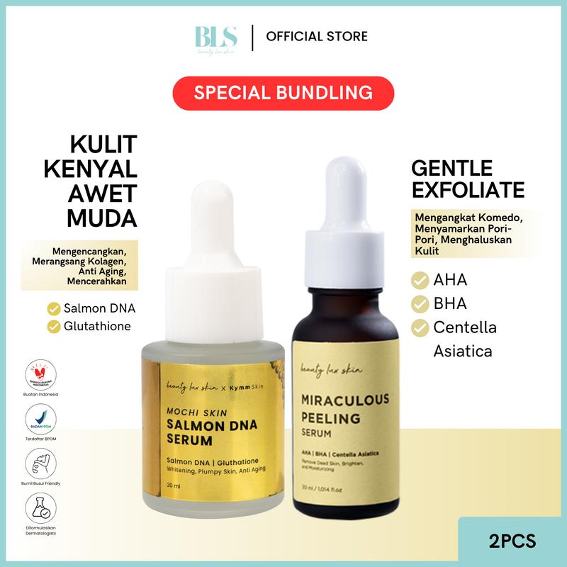 Product Introduction of [Beauty Lux Skin] [2pcs] DNA SALMON Mochi Skin Serum + Miraculous Peeling Serum | Perawatan Tanda Penuaan Anti Aging Eksfoliasi Pencerah Wajah 1