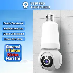 V380 Pro Bohlam CCTV Kecerahan 10W WiFi Kamera Penglihatan malam Alarm cerdas Deteksi gerakan